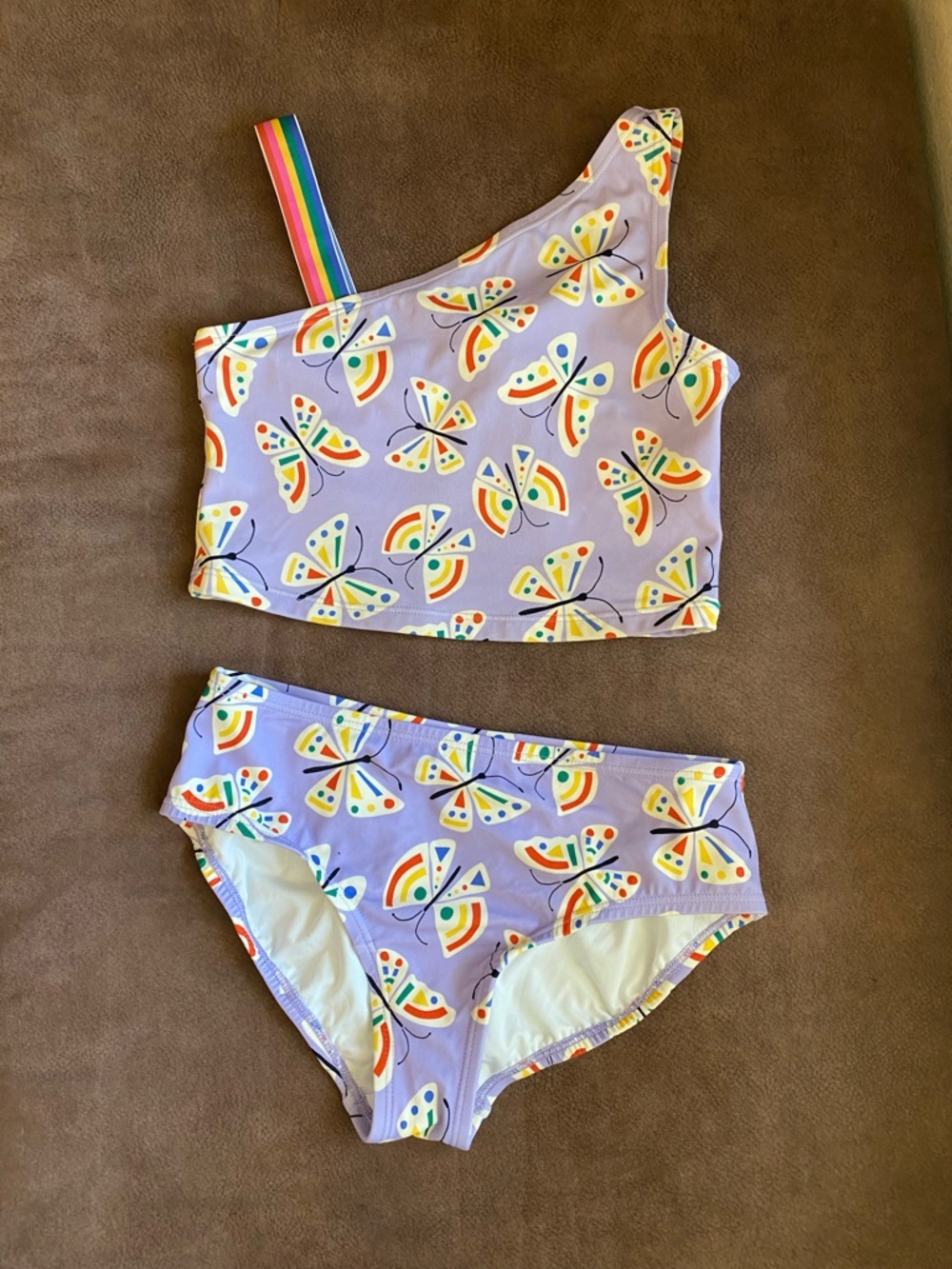 Hanna Andersson Lilac Butterfly Print Bikini Set with Rainbow Accents